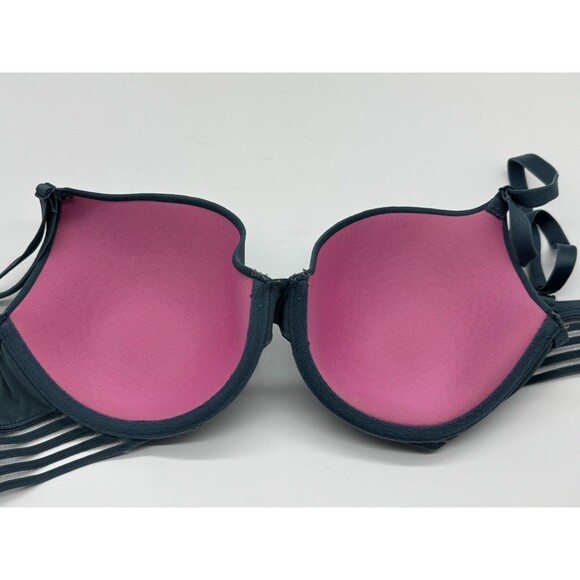 Victoria Secret Where Everywhere T-Shirth Lightly Lined Bra Sz 32DD Green Pink - Picture 2 of 5